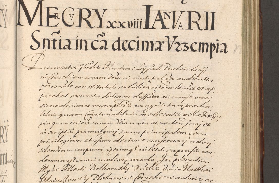 Zdjęcie nr 321 dla obiektu archiwalnego: Illustrissimo et Reverendissimo in Christo Patre Domino Domino Petro Tylicki Dei et Apostolice Sedis Gratia Episcopo Cracoviensis Duce Severiensis Acta actorum causarum sententiarum tam interloquutoriarum quam definitivarum decretorum obligationum, quietationum, recognitionum, constitutionum procuratorum etc. etc. coram Admodum Reverendo Domino Thoma Oborski I. V. Doctore Canonico Vicario in Spiritualibus et Officiali generali Cracoviensis in anno Domini Millesimo Sexcentessimo Decimoquarto Cuius Indictio duodecima Pontificus SS. D. N. D. Pauli Divina providentia Papae quinti Anno decimo foeliciter incipiunt