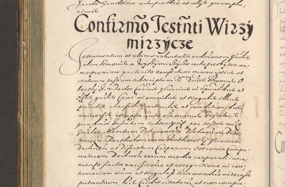 Zdjęcie nr 314 dla obiektu archiwalnego: Illustrissimo et Reverendissimo in Christo Patre Domino Domino Petro Tylicki Dei et Apostolice Sedis Gratia Episcopo Cracoviensis Duce Severiensis Acta actorum causarum sententiarum tam interloquutoriarum quam definitivarum decretorum obligationum, quietationum, recognitionum, constitutionum procuratorum etc. etc. coram Admodum Reverendo Domino Thoma Oborski I. V. Doctore Canonico Vicario in Spiritualibus et Officiali generali Cracoviensis in anno Domini Millesimo Sexcentessimo Decimoquarto Cuius Indictio duodecima Pontificus SS. D. N. D. Pauli Divina providentia Papae quinti Anno decimo foeliciter incipiunt