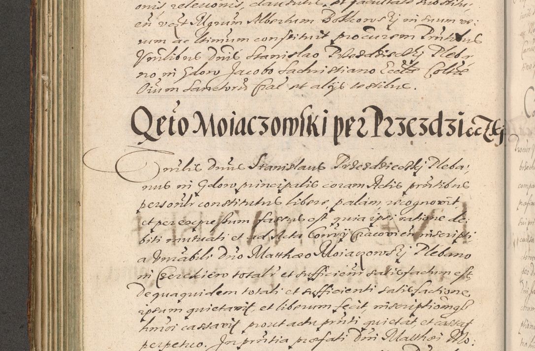 Zdjęcie nr 212 dla obiektu archiwalnego: Illustrissimo et Reverendissimo in Christo Patre Domino Domino Petro Tylicki Dei et Apostolice Sedis Gratia Episcopo Cracoviensis Duce Severiensis Acta actorum causarum sententiarum tam interloquutoriarum quam definitivarum decretorum obligationum, quietationum, recognitionum, constitutionum procuratorum etc. etc. coram Admodum Reverendo Domino Thoma Oborski I. V. Doctore Canonico Vicario in Spiritualibus et Officiali generali Cracoviensis in anno Domini Millesimo Sexcentessimo Decimoquarto Cuius Indictio duodecima Pontificus SS. D. N. D. Pauli Divina providentia Papae quinti Anno decimo foeliciter incipiunt