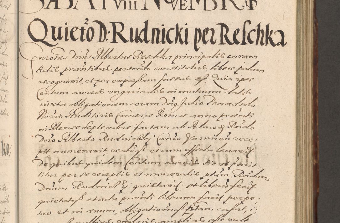 Zdjęcie nr 203 dla obiektu archiwalnego: Illustrissimo et Reverendissimo in Christo Patre Domino Domino Petro Tylicki Dei et Apostolice Sedis Gratia Episcopo Cracoviensis Duce Severiensis Acta actorum causarum sententiarum tam interloquutoriarum quam definitivarum decretorum obligationum, quietationum, recognitionum, constitutionum procuratorum etc. etc. coram Admodum Reverendo Domino Thoma Oborski I. V. Doctore Canonico Vicario in Spiritualibus et Officiali generali Cracoviensis in anno Domini Millesimo Sexcentessimo Decimoquarto Cuius Indictio duodecima Pontificus SS. D. N. D. Pauli Divina providentia Papae quinti Anno decimo foeliciter incipiunt
