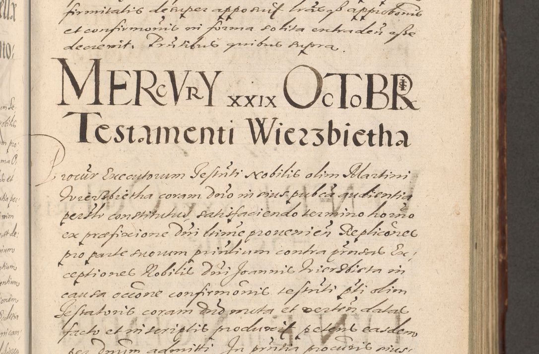 Zdjęcie nr 195 dla obiektu archiwalnego: Illustrissimo et Reverendissimo in Christo Patre Domino Domino Petro Tylicki Dei et Apostolice Sedis Gratia Episcopo Cracoviensis Duce Severiensis Acta actorum causarum sententiarum tam interloquutoriarum quam definitivarum decretorum obligationum, quietationum, recognitionum, constitutionum procuratorum etc. etc. coram Admodum Reverendo Domino Thoma Oborski I. V. Doctore Canonico Vicario in Spiritualibus et Officiali generali Cracoviensis in anno Domini Millesimo Sexcentessimo Decimoquarto Cuius Indictio duodecima Pontificus SS. D. N. D. Pauli Divina providentia Papae quinti Anno decimo foeliciter incipiunt