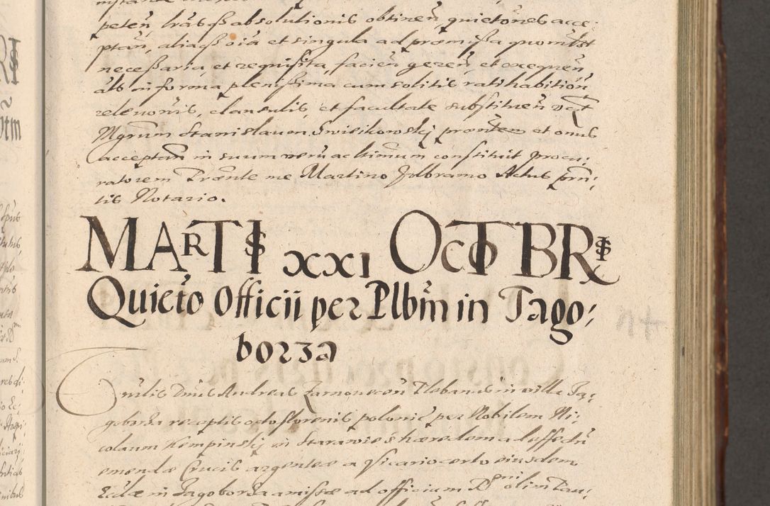 Zdjęcie nr 183 dla obiektu archiwalnego: Illustrissimo et Reverendissimo in Christo Patre Domino Domino Petro Tylicki Dei et Apostolice Sedis Gratia Episcopo Cracoviensis Duce Severiensis Acta actorum causarum sententiarum tam interloquutoriarum quam definitivarum decretorum obligationum, quietationum, recognitionum, constitutionum procuratorum etc. etc. coram Admodum Reverendo Domino Thoma Oborski I. V. Doctore Canonico Vicario in Spiritualibus et Officiali generali Cracoviensis in anno Domini Millesimo Sexcentessimo Decimoquarto Cuius Indictio duodecima Pontificus SS. D. N. D. Pauli Divina providentia Papae quinti Anno decimo foeliciter incipiunt
