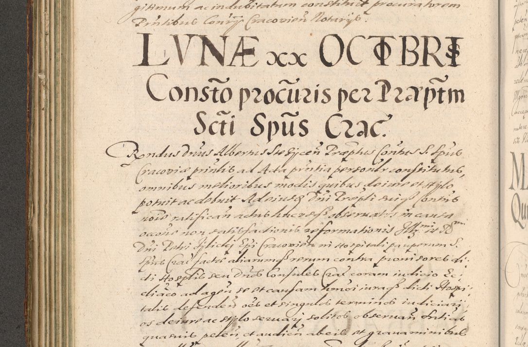 Zdjęcie nr 182 dla obiektu archiwalnego: Illustrissimo et Reverendissimo in Christo Patre Domino Domino Petro Tylicki Dei et Apostolice Sedis Gratia Episcopo Cracoviensis Duce Severiensis Acta actorum causarum sententiarum tam interloquutoriarum quam definitivarum decretorum obligationum, quietationum, recognitionum, constitutionum procuratorum etc. etc. coram Admodum Reverendo Domino Thoma Oborski I. V. Doctore Canonico Vicario in Spiritualibus et Officiali generali Cracoviensis in anno Domini Millesimo Sexcentessimo Decimoquarto Cuius Indictio duodecima Pontificus SS. D. N. D. Pauli Divina providentia Papae quinti Anno decimo foeliciter incipiunt