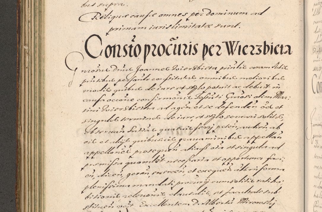 Zdjęcie nr 172 dla obiektu archiwalnego: Illustrissimo et Reverendissimo in Christo Patre Domino Domino Petro Tylicki Dei et Apostolice Sedis Gratia Episcopo Cracoviensis Duce Severiensis Acta actorum causarum sententiarum tam interloquutoriarum quam definitivarum decretorum obligationum, quietationum, recognitionum, constitutionum procuratorum etc. etc. coram Admodum Reverendo Domino Thoma Oborski I. V. Doctore Canonico Vicario in Spiritualibus et Officiali generali Cracoviensis in anno Domini Millesimo Sexcentessimo Decimoquarto Cuius Indictio duodecima Pontificus SS. D. N. D. Pauli Divina providentia Papae quinti Anno decimo foeliciter incipiunt