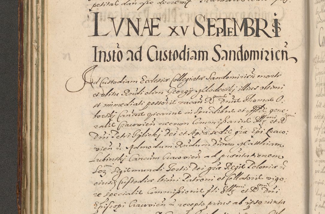 Zdjęcie nr 120 dla obiektu archiwalnego: Illustrissimo et Reverendissimo in Christo Patre Domino Domino Petro Tylicki Dei et Apostolice Sedis Gratia Episcopo Cracoviensis Duce Severiensis Acta actorum causarum sententiarum tam interloquutoriarum quam definitivarum decretorum obligationum, quietationum, recognitionum, constitutionum procuratorum etc. etc. coram Admodum Reverendo Domino Thoma Oborski I. V. Doctore Canonico Vicario in Spiritualibus et Officiali generali Cracoviensis in anno Domini Millesimo Sexcentessimo Decimoquarto Cuius Indictio duodecima Pontificus SS. D. N. D. Pauli Divina providentia Papae quinti Anno decimo foeliciter incipiunt
