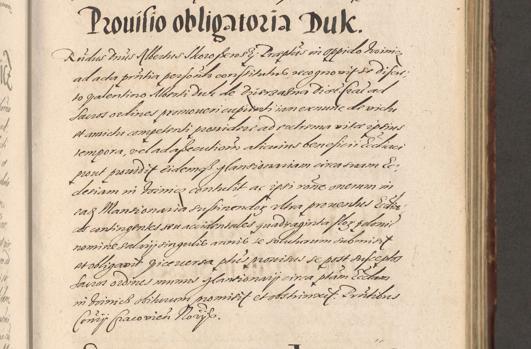 Zdjęcie nr 59 dla obiektu archiwalnego: Illustrissimo et Reverendissimo in Christo Patre Domino Domino Petro Tylicki Dei et Apostolice Sedis Gratia Episcopo Cracoviensis Duce Severiensis Acta actorum causarum sententiarum tam interloquutoriarum quam definitivarum decretorum obligationum, quietationum, recognitionum, constitutionum procuratorum etc. etc. coram Admodum Reverendo Domino Thoma Oborski I. V. Doctore Canonico Vicario in Spiritualibus et Officiali generali Cracoviensis in anno Domini Millesimo Sexcentessimo Decimoquarto Cuius Indictio duodecima Pontificus SS. D. N. D. Pauli Divina providentia Papae quinti Anno decimo foeliciter incipiunt