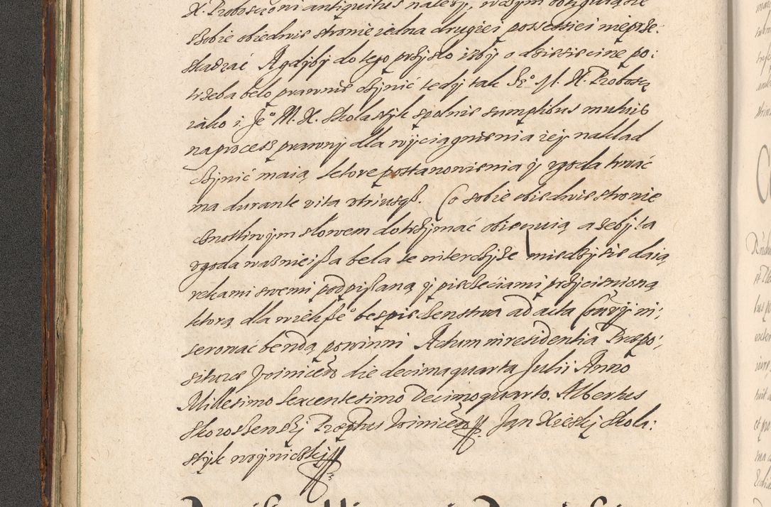 Zdjęcie nr 54 dla obiektu archiwalnego: Illustrissimo et Reverendissimo in Christo Patre Domino Domino Petro Tylicki Dei et Apostolice Sedis Gratia Episcopo Cracoviensis Duce Severiensis Acta actorum causarum sententiarum tam interloquutoriarum quam definitivarum decretorum obligationum, quietationum, recognitionum, constitutionum procuratorum etc. etc. coram Admodum Reverendo Domino Thoma Oborski I. V. Doctore Canonico Vicario in Spiritualibus et Officiali generali Cracoviensis in anno Domini Millesimo Sexcentessimo Decimoquarto Cuius Indictio duodecima Pontificus SS. D. N. D. Pauli Divina providentia Papae quinti Anno decimo foeliciter incipiunt