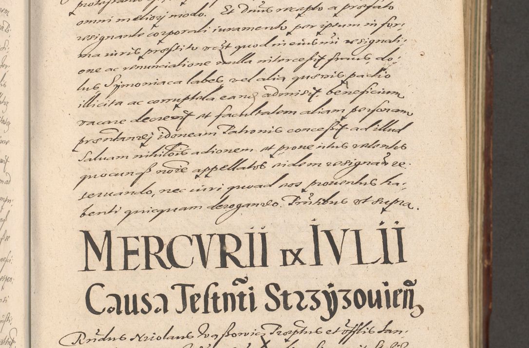 Zdjęcie nr 35 dla obiektu archiwalnego: Illustrissimo et Reverendissimo in Christo Patre Domino Domino Petro Tylicki Dei et Apostolice Sedis Gratia Episcopo Cracoviensis Duce Severiensis Acta actorum causarum sententiarum tam interloquutoriarum quam definitivarum decretorum obligationum, quietationum, recognitionum, constitutionum procuratorum etc. etc. coram Admodum Reverendo Domino Thoma Oborski I. V. Doctore Canonico Vicario in Spiritualibus et Officiali generali Cracoviensis in anno Domini Millesimo Sexcentessimo Decimoquarto Cuius Indictio duodecima Pontificus SS. D. N. D. Pauli Divina providentia Papae quinti Anno decimo foeliciter incipiunt