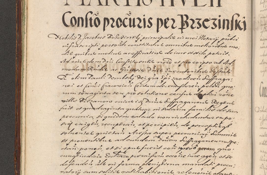 Zdjęcie nr 22 dla obiektu archiwalnego: Illustrissimo et Reverendissimo in Christo Patre Domino Domino Petro Tylicki Dei et Apostolice Sedis Gratia Episcopo Cracoviensis Duce Severiensis Acta actorum causarum sententiarum tam interloquutoriarum quam definitivarum decretorum obligationum, quietationum, recognitionum, constitutionum procuratorum etc. etc. coram Admodum Reverendo Domino Thoma Oborski I. V. Doctore Canonico Vicario in Spiritualibus et Officiali generali Cracoviensis in anno Domini Millesimo Sexcentessimo Decimoquarto Cuius Indictio duodecima Pontificus SS. D. N. D. Pauli Divina providentia Papae quinti Anno decimo foeliciter incipiunt
