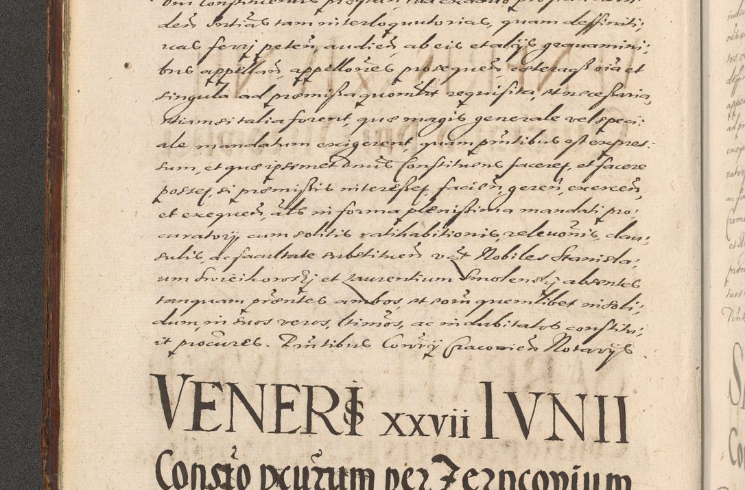 Zdjęcie nr 18 dla obiektu archiwalnego: Illustrissimo et Reverendissimo in Christo Patre Domino Domino Petro Tylicki Dei et Apostolice Sedis Gratia Episcopo Cracoviensis Duce Severiensis Acta actorum causarum sententiarum tam interloquutoriarum quam definitivarum decretorum obligationum, quietationum, recognitionum, constitutionum procuratorum etc. etc. coram Admodum Reverendo Domino Thoma Oborski I. V. Doctore Canonico Vicario in Spiritualibus et Officiali generali Cracoviensis in anno Domini Millesimo Sexcentessimo Decimoquarto Cuius Indictio duodecima Pontificus SS. D. N. D. Pauli Divina providentia Papae quinti Anno decimo foeliciter incipiunt