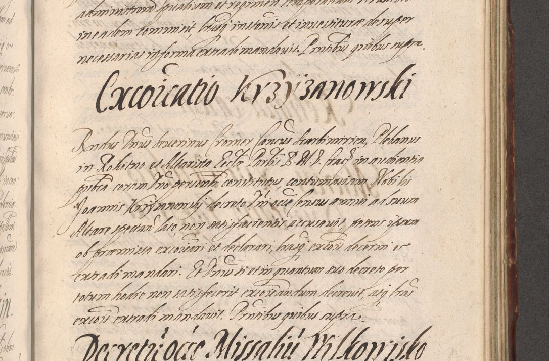 Zdjęcie nr 771 dla obiektu archiwalnego: Illustrissimo et Reverendissimo in Christo Patre Domino Domino Petro Tylicki Dei et Apostolice Sedis Gratia Episcopo Cracoviensis Duce Severiensis Acta actorum causarum sententiarum tam interloquutoriarum quam definitivarum decretorum obligationum, quietationum, recognitionum, constitutionum procuratorum etc. etc. coram Admodum Reverendo Domino Thoma Oborski I. V. Doctore Canonico Vicario in Spiritualibus et Officiali generali Cracoviensis in anno Domini Millesimo Sexcentessimo Decimoquarto Cuius Indictio duodecima Pontificus SS. D. N. D. Pauli Divina providentia Papae quinti Anno decimo foeliciter incipiunt