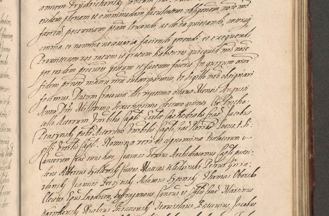 Zdjęcie nr 701 dla obiektu archiwalnego: Illustrissimo et Reverendissimo in Christo Patre Domino Domino Petro Tylicki Dei et Apostolice Sedis Gratia Episcopo Cracoviensis Duce Severiensis Acta actorum causarum sententiarum tam interloquutoriarum quam definitivarum decretorum obligationum, quietationum, recognitionum, constitutionum procuratorum etc. etc. coram Admodum Reverendo Domino Thoma Oborski I. V. Doctore Canonico Vicario in Spiritualibus et Officiali generali Cracoviensis in anno Domini Millesimo Sexcentessimo Decimoquarto Cuius Indictio duodecima Pontificus SS. D. N. D. Pauli Divina providentia Papae quinti Anno decimo foeliciter incipiunt