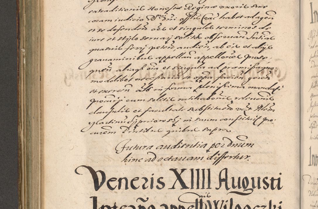 Zdjęcie nr 658 dla obiektu archiwalnego: Illustrissimo et Reverendissimo in Christo Patre Domino Domino Petro Tylicki Dei et Apostolice Sedis Gratia Episcopo Cracoviensis Duce Severiensis Acta actorum causarum sententiarum tam interloquutoriarum quam definitivarum decretorum obligationum, quietationum, recognitionum, constitutionum procuratorum etc. etc. coram Admodum Reverendo Domino Thoma Oborski I. V. Doctore Canonico Vicario in Spiritualibus et Officiali generali Cracoviensis in anno Domini Millesimo Sexcentessimo Decimoquarto Cuius Indictio duodecima Pontificus SS. D. N. D. Pauli Divina providentia Papae quinti Anno decimo foeliciter incipiunt