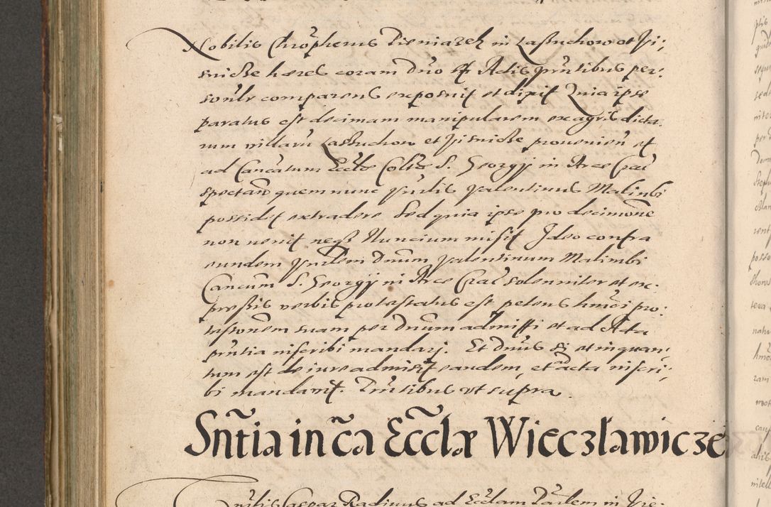 Zdjęcie nr 646 dla obiektu archiwalnego: Illustrissimo et Reverendissimo in Christo Patre Domino Domino Petro Tylicki Dei et Apostolice Sedis Gratia Episcopo Cracoviensis Duce Severiensis Acta actorum causarum sententiarum tam interloquutoriarum quam definitivarum decretorum obligationum, quietationum, recognitionum, constitutionum procuratorum etc. etc. coram Admodum Reverendo Domino Thoma Oborski I. V. Doctore Canonico Vicario in Spiritualibus et Officiali generali Cracoviensis in anno Domini Millesimo Sexcentessimo Decimoquarto Cuius Indictio duodecima Pontificus SS. D. N. D. Pauli Divina providentia Papae quinti Anno decimo foeliciter incipiunt