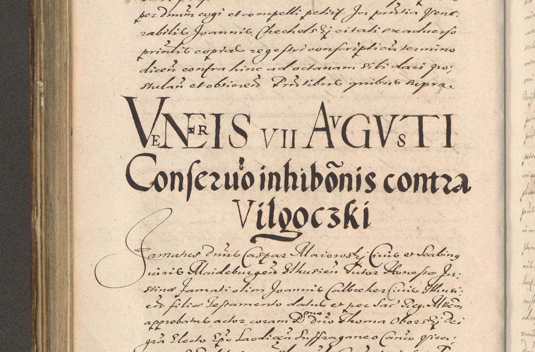 Zdjęcie nr 642 dla obiektu archiwalnego: Illustrissimo et Reverendissimo in Christo Patre Domino Domino Petro Tylicki Dei et Apostolice Sedis Gratia Episcopo Cracoviensis Duce Severiensis Acta actorum causarum sententiarum tam interloquutoriarum quam definitivarum decretorum obligationum, quietationum, recognitionum, constitutionum procuratorum etc. etc. coram Admodum Reverendo Domino Thoma Oborski I. V. Doctore Canonico Vicario in Spiritualibus et Officiali generali Cracoviensis in anno Domini Millesimo Sexcentessimo Decimoquarto Cuius Indictio duodecima Pontificus SS. D. N. D. Pauli Divina providentia Papae quinti Anno decimo foeliciter incipiunt