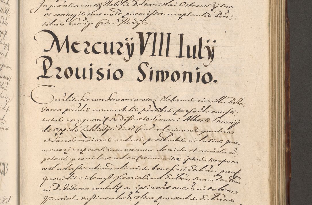 Zdjęcie nr 585 dla obiektu archiwalnego: Illustrissimo et Reverendissimo in Christo Patre Domino Domino Petro Tylicki Dei et Apostolice Sedis Gratia Episcopo Cracoviensis Duce Severiensis Acta actorum causarum sententiarum tam interloquutoriarum quam definitivarum decretorum obligationum, quietationum, recognitionum, constitutionum procuratorum etc. etc. coram Admodum Reverendo Domino Thoma Oborski I. V. Doctore Canonico Vicario in Spiritualibus et Officiali generali Cracoviensis in anno Domini Millesimo Sexcentessimo Decimoquarto Cuius Indictio duodecima Pontificus SS. D. N. D. Pauli Divina providentia Papae quinti Anno decimo foeliciter incipiunt