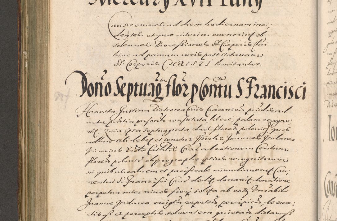 Zdjęcie nr 570 dla obiektu archiwalnego: Illustrissimo et Reverendissimo in Christo Patre Domino Domino Petro Tylicki Dei et Apostolice Sedis Gratia Episcopo Cracoviensis Duce Severiensis Acta actorum causarum sententiarum tam interloquutoriarum quam definitivarum decretorum obligationum, quietationum, recognitionum, constitutionum procuratorum etc. etc. coram Admodum Reverendo Domino Thoma Oborski I. V. Doctore Canonico Vicario in Spiritualibus et Officiali generali Cracoviensis in anno Domini Millesimo Sexcentessimo Decimoquarto Cuius Indictio duodecima Pontificus SS. D. N. D. Pauli Divina providentia Papae quinti Anno decimo foeliciter incipiunt