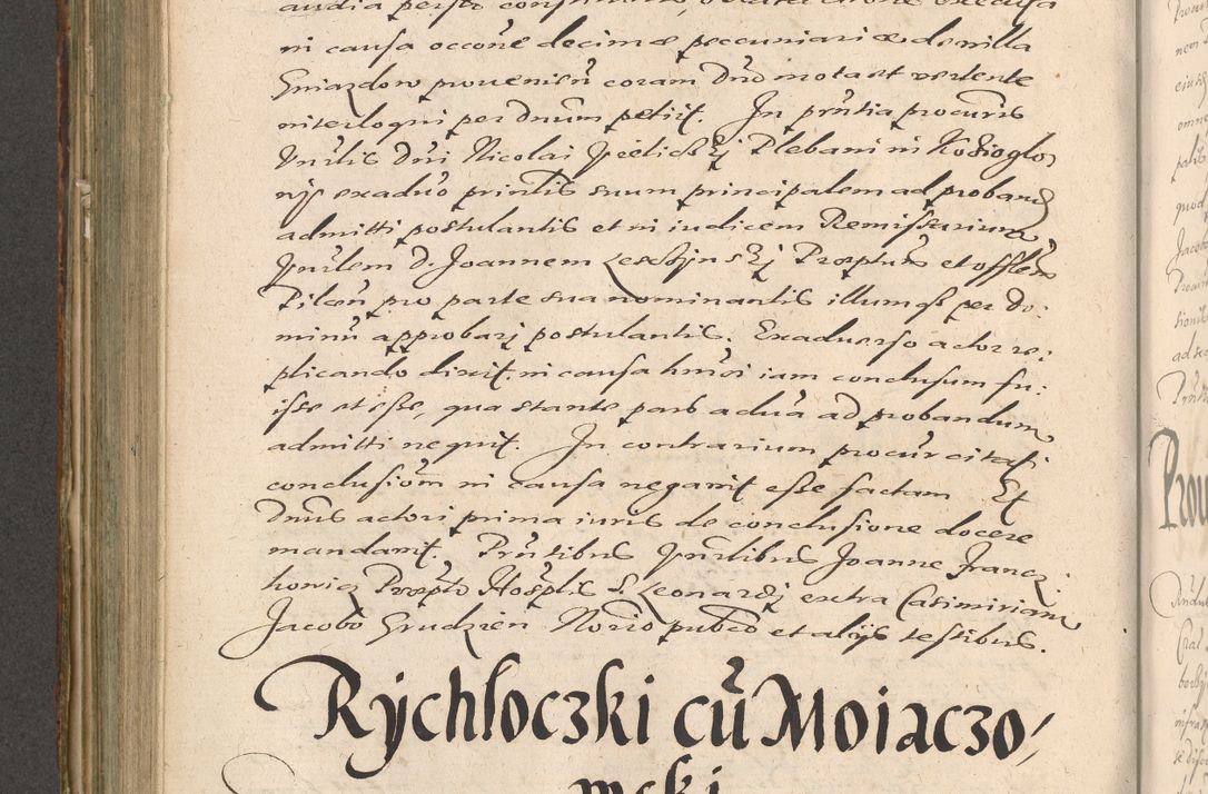 Zdjęcie nr 556 dla obiektu archiwalnego: Illustrissimo et Reverendissimo in Christo Patre Domino Domino Petro Tylicki Dei et Apostolice Sedis Gratia Episcopo Cracoviensis Duce Severiensis Acta actorum causarum sententiarum tam interloquutoriarum quam definitivarum decretorum obligationum, quietationum, recognitionum, constitutionum procuratorum etc. etc. coram Admodum Reverendo Domino Thoma Oborski I. V. Doctore Canonico Vicario in Spiritualibus et Officiali generali Cracoviensis in anno Domini Millesimo Sexcentessimo Decimoquarto Cuius Indictio duodecima Pontificus SS. D. N. D. Pauli Divina providentia Papae quinti Anno decimo foeliciter incipiunt