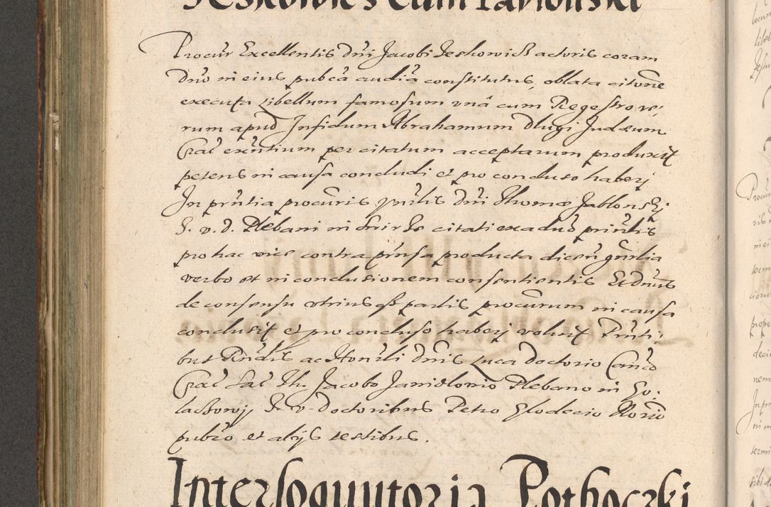 Zdjęcie nr 552 dla obiektu archiwalnego: Illustrissimo et Reverendissimo in Christo Patre Domino Domino Petro Tylicki Dei et Apostolice Sedis Gratia Episcopo Cracoviensis Duce Severiensis Acta actorum causarum sententiarum tam interloquutoriarum quam definitivarum decretorum obligationum, quietationum, recognitionum, constitutionum procuratorum etc. etc. coram Admodum Reverendo Domino Thoma Oborski I. V. Doctore Canonico Vicario in Spiritualibus et Officiali generali Cracoviensis in anno Domini Millesimo Sexcentessimo Decimoquarto Cuius Indictio duodecima Pontificus SS. D. N. D. Pauli Divina providentia Papae quinti Anno decimo foeliciter incipiunt