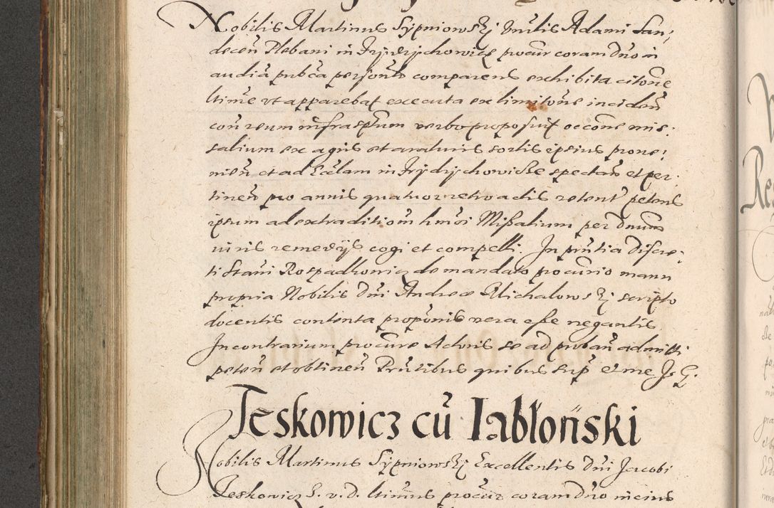 Zdjęcie nr 414 dla obiektu archiwalnego: Illustrissimo et Reverendissimo in Christo Patre Domino Domino Petro Tylicki Dei et Apostolice Sedis Gratia Episcopo Cracoviensis Duce Severiensis Acta actorum causarum sententiarum tam interloquutoriarum quam definitivarum decretorum obligationum, quietationum, recognitionum, constitutionum procuratorum etc. etc. coram Admodum Reverendo Domino Thoma Oborski I. V. Doctore Canonico Vicario in Spiritualibus et Officiali generali Cracoviensis in anno Domini Millesimo Sexcentessimo Decimoquarto Cuius Indictio duodecima Pontificus SS. D. N. D. Pauli Divina providentia Papae quinti Anno decimo foeliciter incipiunt