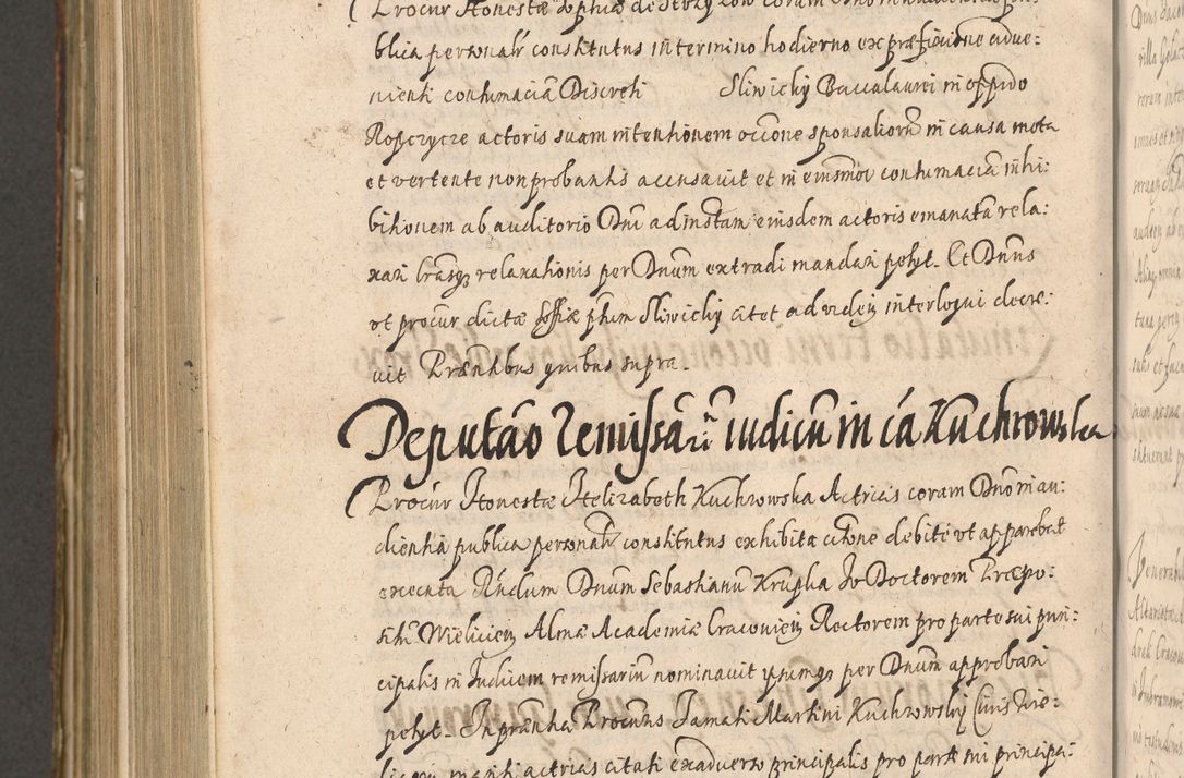 Zdjęcie nr 1096 dla obiektu archiwalnego: Illustrissimo et Reverendissimo in Christo Patre Domino Domino Petro Tylicki Dei et Apostolice Sedis Gratia Episcopo Cracoviensis Duce Severiensis Acta actorum causarum sententiarum tam interloquutoriarum quam definitivarum decretorum obligationum, quietationum, recognitionum, constitutionum procuratorum etc. etc. coram Admodum Reverendo Domino Thoma Oborski I. V. Doctore Canonico Vicario in Spiritualibus et Officiali generali Cracoviensis in anno Domini Millesimo Sexcentessimo Decimoquarto Cuius Indictio duodecima Pontificus SS. D. N. D. Pauli Divina providentia Papae quinti Anno decimo foeliciter incipiunt
