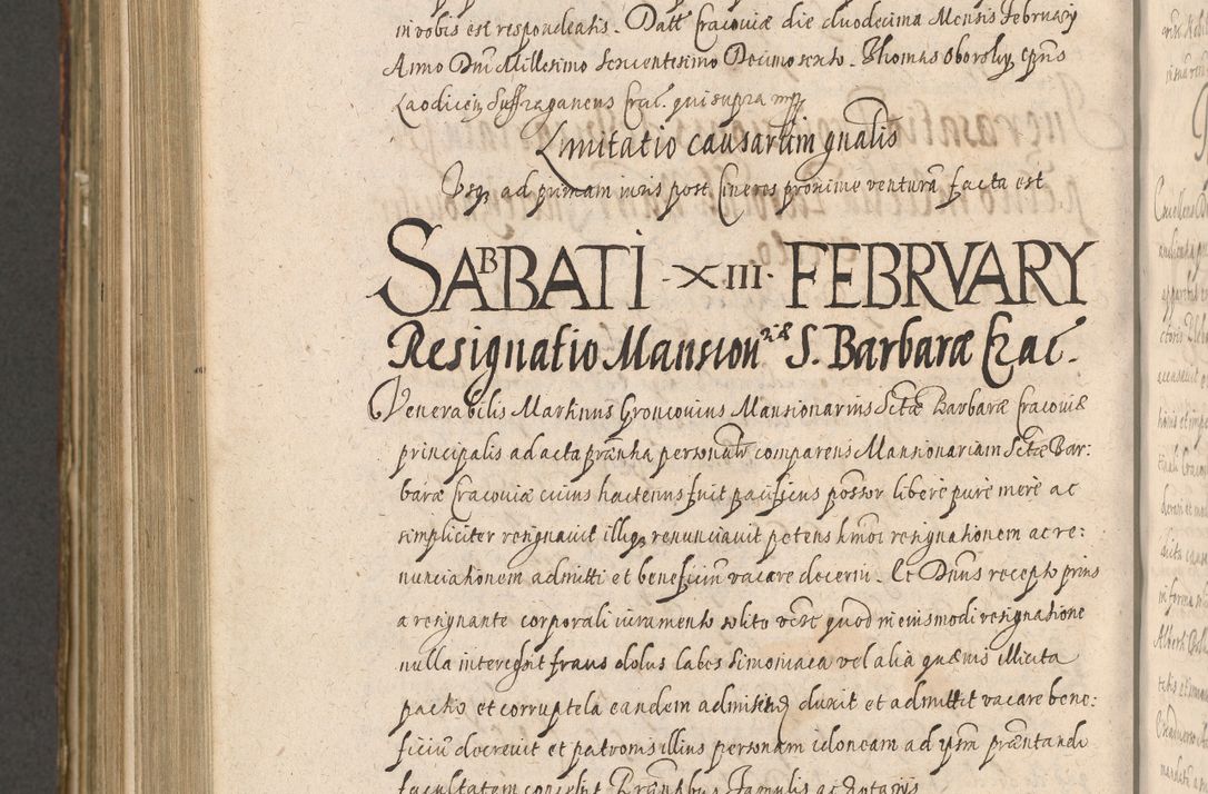 Zdjęcie nr 1074 dla obiektu archiwalnego: Illustrissimo et Reverendissimo in Christo Patre Domino Domino Petro Tylicki Dei et Apostolice Sedis Gratia Episcopo Cracoviensis Duce Severiensis Acta actorum causarum sententiarum tam interloquutoriarum quam definitivarum decretorum obligationum, quietationum, recognitionum, constitutionum procuratorum etc. etc. coram Admodum Reverendo Domino Thoma Oborski I. V. Doctore Canonico Vicario in Spiritualibus et Officiali generali Cracoviensis in anno Domini Millesimo Sexcentessimo Decimoquarto Cuius Indictio duodecima Pontificus SS. D. N. D. Pauli Divina providentia Papae quinti Anno decimo foeliciter incipiunt