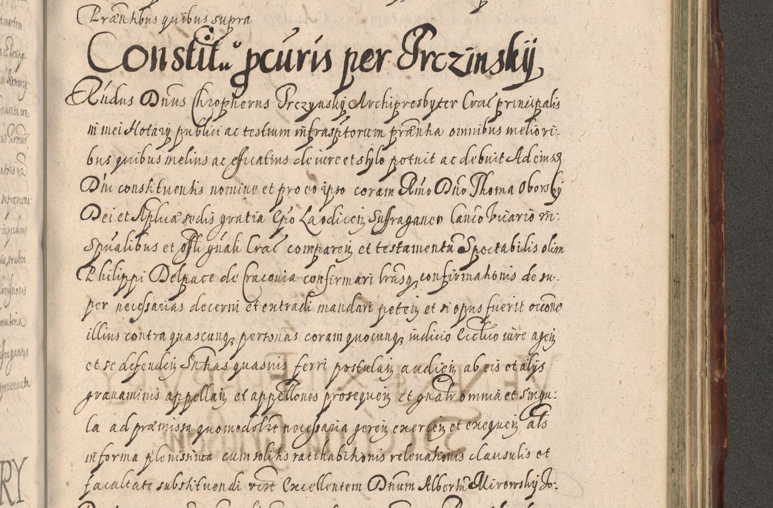 Zdjęcie nr 1059 dla obiektu archiwalnego: Illustrissimo et Reverendissimo in Christo Patre Domino Domino Petro Tylicki Dei et Apostolice Sedis Gratia Episcopo Cracoviensis Duce Severiensis Acta actorum causarum sententiarum tam interloquutoriarum quam definitivarum decretorum obligationum, quietationum, recognitionum, constitutionum procuratorum etc. etc. coram Admodum Reverendo Domino Thoma Oborski I. V. Doctore Canonico Vicario in Spiritualibus et Officiali generali Cracoviensis in anno Domini Millesimo Sexcentessimo Decimoquarto Cuius Indictio duodecima Pontificus SS. D. N. D. Pauli Divina providentia Papae quinti Anno decimo foeliciter incipiunt