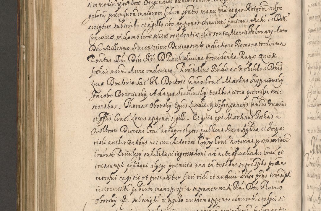 Zdjęcie nr 1048 dla obiektu archiwalnego: Illustrissimo et Reverendissimo in Christo Patre Domino Domino Petro Tylicki Dei et Apostolice Sedis Gratia Episcopo Cracoviensis Duce Severiensis Acta actorum causarum sententiarum tam interloquutoriarum quam definitivarum decretorum obligationum, quietationum, recognitionum, constitutionum procuratorum etc. etc. coram Admodum Reverendo Domino Thoma Oborski I. V. Doctore Canonico Vicario in Spiritualibus et Officiali generali Cracoviensis in anno Domini Millesimo Sexcentessimo Decimoquarto Cuius Indictio duodecima Pontificus SS. D. N. D. Pauli Divina providentia Papae quinti Anno decimo foeliciter incipiunt