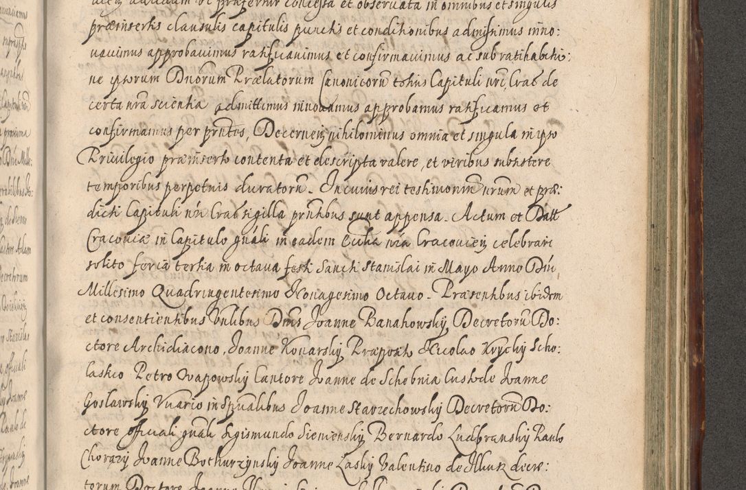Zdjęcie nr 1047 dla obiektu archiwalnego: Illustrissimo et Reverendissimo in Christo Patre Domino Domino Petro Tylicki Dei et Apostolice Sedis Gratia Episcopo Cracoviensis Duce Severiensis Acta actorum causarum sententiarum tam interloquutoriarum quam definitivarum decretorum obligationum, quietationum, recognitionum, constitutionum procuratorum etc. etc. coram Admodum Reverendo Domino Thoma Oborski I. V. Doctore Canonico Vicario in Spiritualibus et Officiali generali Cracoviensis in anno Domini Millesimo Sexcentessimo Decimoquarto Cuius Indictio duodecima Pontificus SS. D. N. D. Pauli Divina providentia Papae quinti Anno decimo foeliciter incipiunt