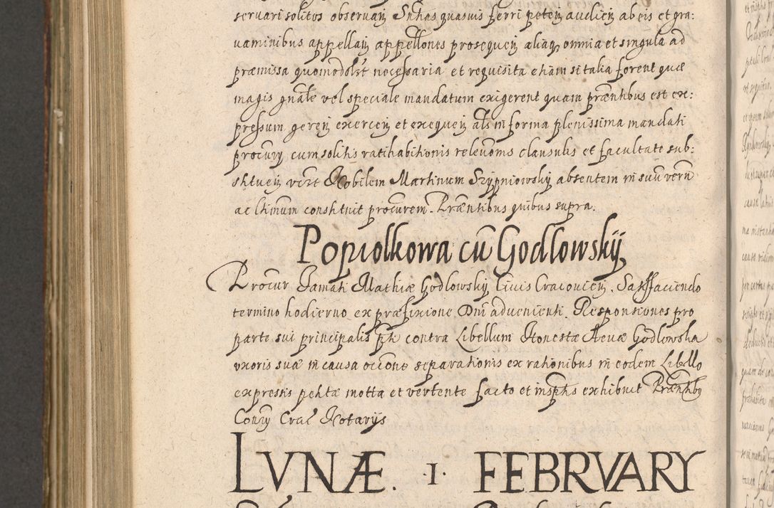 Zdjęcie nr 1036 dla obiektu archiwalnego: Illustrissimo et Reverendissimo in Christo Patre Domino Domino Petro Tylicki Dei et Apostolice Sedis Gratia Episcopo Cracoviensis Duce Severiensis Acta actorum causarum sententiarum tam interloquutoriarum quam definitivarum decretorum obligationum, quietationum, recognitionum, constitutionum procuratorum etc. etc. coram Admodum Reverendo Domino Thoma Oborski I. V. Doctore Canonico Vicario in Spiritualibus et Officiali generali Cracoviensis in anno Domini Millesimo Sexcentessimo Decimoquarto Cuius Indictio duodecima Pontificus SS. D. N. D. Pauli Divina providentia Papae quinti Anno decimo foeliciter incipiunt