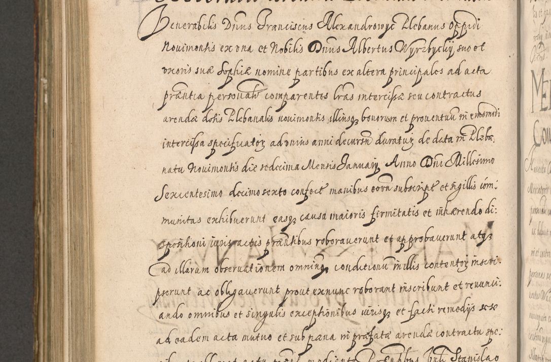 Zdjęcie nr 1018 dla obiektu archiwalnego: Illustrissimo et Reverendissimo in Christo Patre Domino Domino Petro Tylicki Dei et Apostolice Sedis Gratia Episcopo Cracoviensis Duce Severiensis Acta actorum causarum sententiarum tam interloquutoriarum quam definitivarum decretorum obligationum, quietationum, recognitionum, constitutionum procuratorum etc. etc. coram Admodum Reverendo Domino Thoma Oborski I. V. Doctore Canonico Vicario in Spiritualibus et Officiali generali Cracoviensis in anno Domini Millesimo Sexcentessimo Decimoquarto Cuius Indictio duodecima Pontificus SS. D. N. D. Pauli Divina providentia Papae quinti Anno decimo foeliciter incipiunt