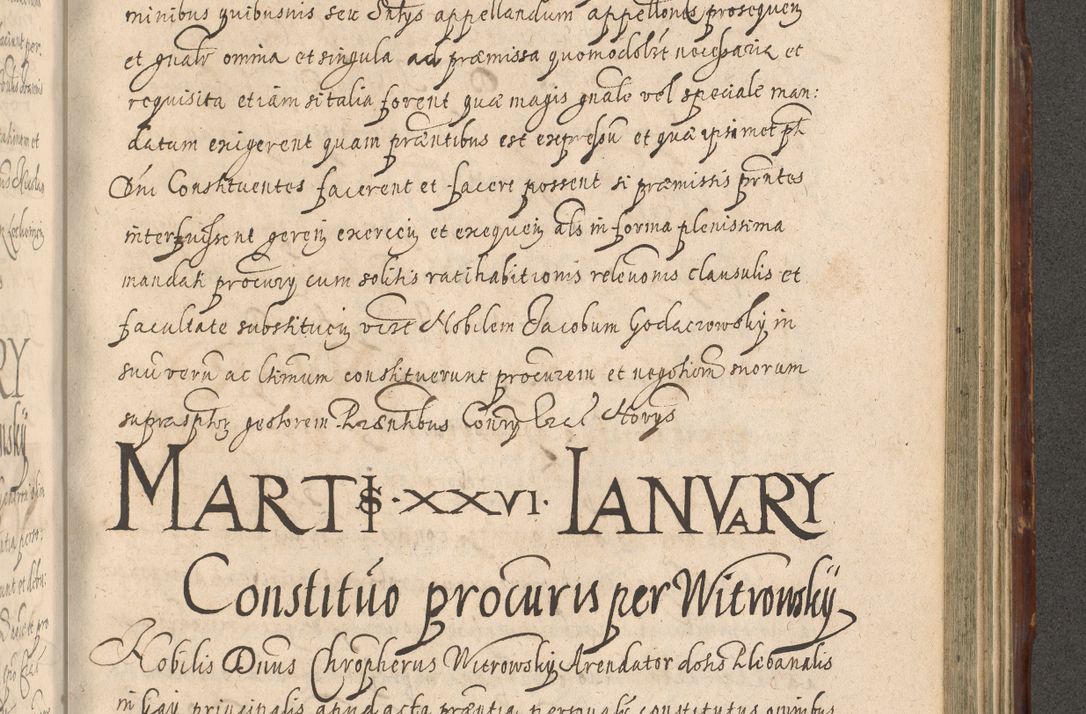 Zdjęcie nr 1017 dla obiektu archiwalnego: Illustrissimo et Reverendissimo in Christo Patre Domino Domino Petro Tylicki Dei et Apostolice Sedis Gratia Episcopo Cracoviensis Duce Severiensis Acta actorum causarum sententiarum tam interloquutoriarum quam definitivarum decretorum obligationum, quietationum, recognitionum, constitutionum procuratorum etc. etc. coram Admodum Reverendo Domino Thoma Oborski I. V. Doctore Canonico Vicario in Spiritualibus et Officiali generali Cracoviensis in anno Domini Millesimo Sexcentessimo Decimoquarto Cuius Indictio duodecima Pontificus SS. D. N. D. Pauli Divina providentia Papae quinti Anno decimo foeliciter incipiunt
