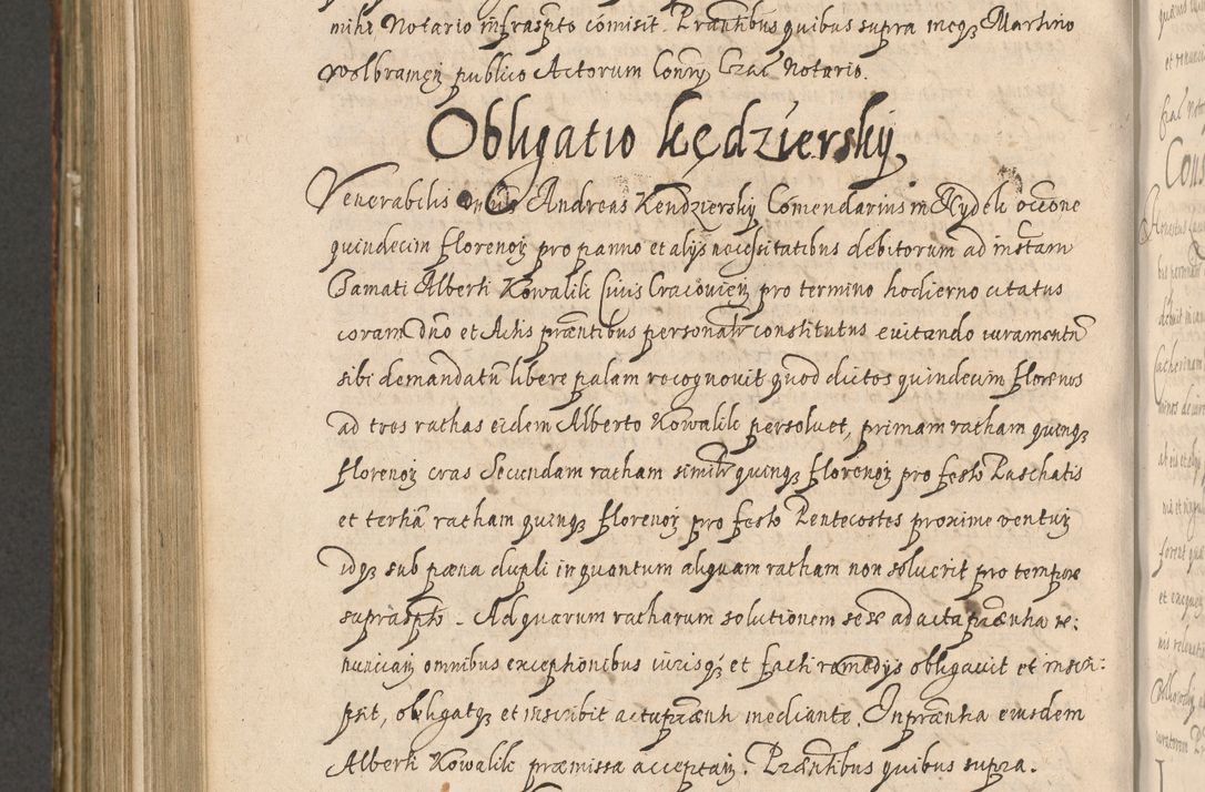 Zdjęcie nr 992 dla obiektu archiwalnego: Illustrissimo et Reverendissimo in Christo Patre Domino Domino Petro Tylicki Dei et Apostolice Sedis Gratia Episcopo Cracoviensis Duce Severiensis Acta actorum causarum sententiarum tam interloquutoriarum quam definitivarum decretorum obligationum, quietationum, recognitionum, constitutionum procuratorum etc. etc. coram Admodum Reverendo Domino Thoma Oborski I. V. Doctore Canonico Vicario in Spiritualibus et Officiali generali Cracoviensis in anno Domini Millesimo Sexcentessimo Decimoquarto Cuius Indictio duodecima Pontificus SS. D. N. D. Pauli Divina providentia Papae quinti Anno decimo foeliciter incipiunt