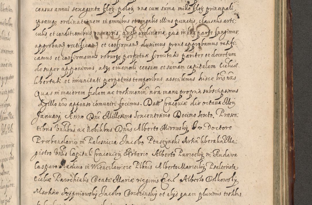 Zdjęcie nr 991 dla obiektu archiwalnego: Illustrissimo et Reverendissimo in Christo Patre Domino Domino Petro Tylicki Dei et Apostolice Sedis Gratia Episcopo Cracoviensis Duce Severiensis Acta actorum causarum sententiarum tam interloquutoriarum quam definitivarum decretorum obligationum, quietationum, recognitionum, constitutionum procuratorum etc. etc. coram Admodum Reverendo Domino Thoma Oborski I. V. Doctore Canonico Vicario in Spiritualibus et Officiali generali Cracoviensis in anno Domini Millesimo Sexcentessimo Decimoquarto Cuius Indictio duodecima Pontificus SS. D. N. D. Pauli Divina providentia Papae quinti Anno decimo foeliciter incipiunt