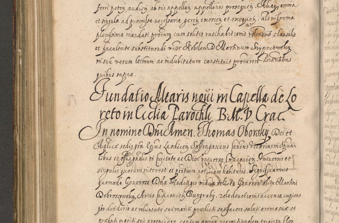 Zdjęcie nr 976 dla obiektu archiwalnego: Illustrissimo et Reverendissimo in Christo Patre Domino Domino Petro Tylicki Dei et Apostolice Sedis Gratia Episcopo Cracoviensis Duce Severiensis Acta actorum causarum sententiarum tam interloquutoriarum quam definitivarum decretorum obligationum, quietationum, recognitionum, constitutionum procuratorum etc. etc. coram Admodum Reverendo Domino Thoma Oborski I. V. Doctore Canonico Vicario in Spiritualibus et Officiali generali Cracoviensis in anno Domini Millesimo Sexcentessimo Decimoquarto Cuius Indictio duodecima Pontificus SS. D. N. D. Pauli Divina providentia Papae quinti Anno decimo foeliciter incipiunt