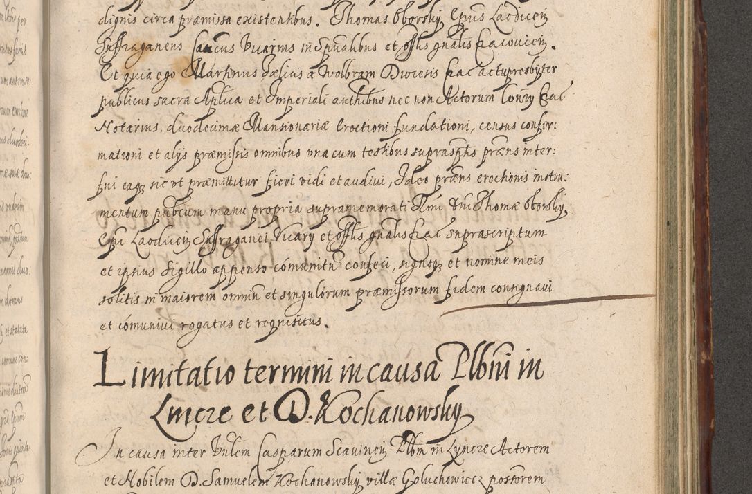 Zdjęcie nr 975 dla obiektu archiwalnego: Illustrissimo et Reverendissimo in Christo Patre Domino Domino Petro Tylicki Dei et Apostolice Sedis Gratia Episcopo Cracoviensis Duce Severiensis Acta actorum causarum sententiarum tam interloquutoriarum quam definitivarum decretorum obligationum, quietationum, recognitionum, constitutionum procuratorum etc. etc. coram Admodum Reverendo Domino Thoma Oborski I. V. Doctore Canonico Vicario in Spiritualibus et Officiali generali Cracoviensis in anno Domini Millesimo Sexcentessimo Decimoquarto Cuius Indictio duodecima Pontificus SS. D. N. D. Pauli Divina providentia Papae quinti Anno decimo foeliciter incipiunt