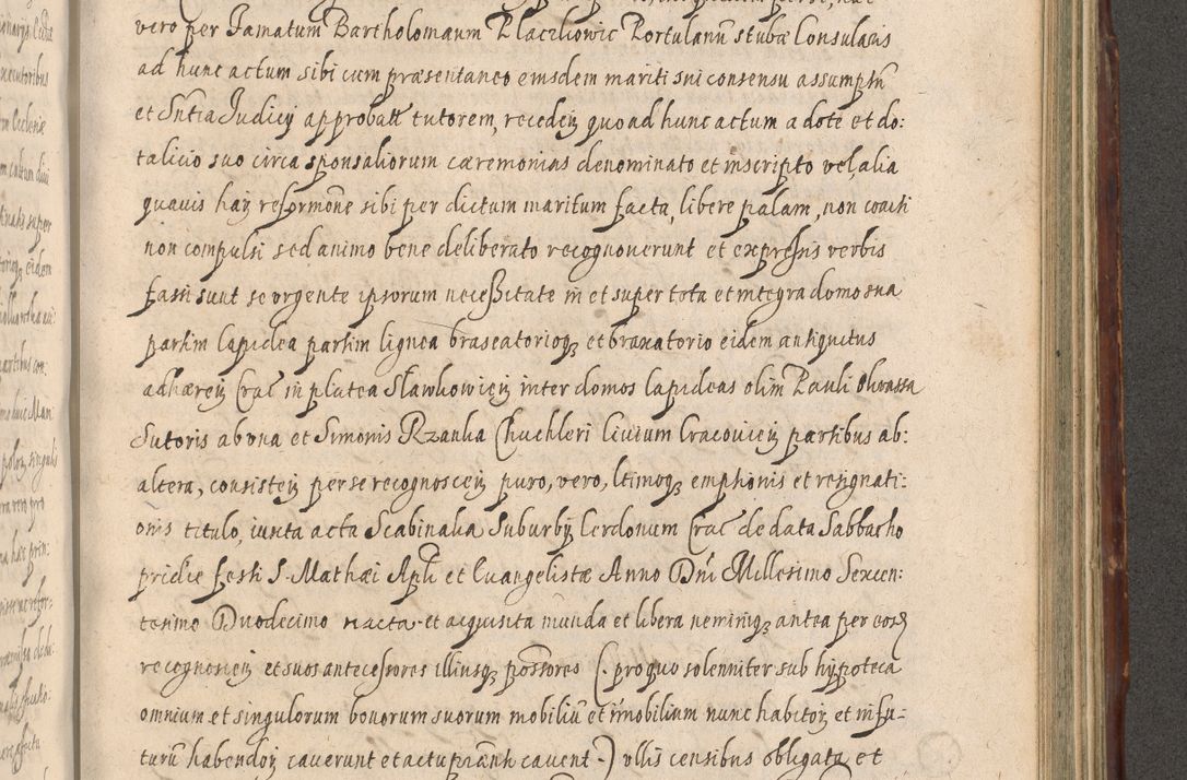 Zdjęcie nr 965 dla obiektu archiwalnego: Illustrissimo et Reverendissimo in Christo Patre Domino Domino Petro Tylicki Dei et Apostolice Sedis Gratia Episcopo Cracoviensis Duce Severiensis Acta actorum causarum sententiarum tam interloquutoriarum quam definitivarum decretorum obligationum, quietationum, recognitionum, constitutionum procuratorum etc. etc. coram Admodum Reverendo Domino Thoma Oborski I. V. Doctore Canonico Vicario in Spiritualibus et Officiali generali Cracoviensis in anno Domini Millesimo Sexcentessimo Decimoquarto Cuius Indictio duodecima Pontificus SS. D. N. D. Pauli Divina providentia Papae quinti Anno decimo foeliciter incipiunt