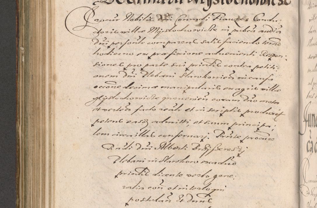 Zdjęcie nr 852 dla obiektu archiwalnego: Illustrissimo et Reverendissimo in Christo Patre Domino Domino Petro Tylicki Dei et Apostolice Sedis Gratia Episcopo Cracoviensis Duce Severiensis Acta actorum causarum sententiarum tam interloquutoriarum quam definitivarum decretorum obligationum, quietationum, recognitionum, constitutionum procuratorum etc. etc. coram Admodum Reverendo Domino Thoma Oborski I. V. Doctore Canonico Vicario in Spiritualibus et Officiali generali Cracoviensis in anno Domini Millesimo Sexcentessimo Decimoquarto Cuius Indictio duodecima Pontificus SS. D. N. D. Pauli Divina providentia Papae quinti Anno decimo foeliciter incipiunt