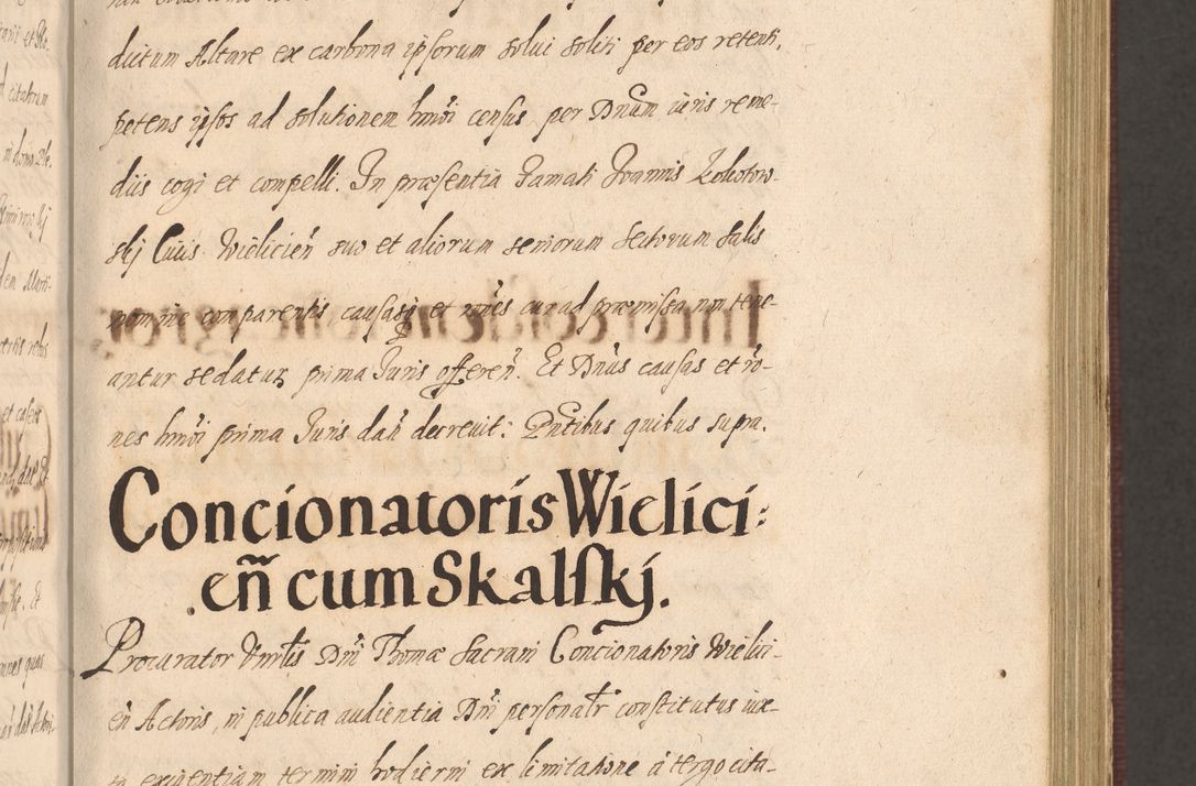 Zdjęcie nr 205 dla obiektu archiwalnego: Acta actorum causarum obligationum institutionum, decretorum, constitutionum, quietonum, resignonum, cessionum, accaeterarum, obseruonum tam iudicialium quam extraiudicialium coram Admondo Reverendo Domino Joanne Zerzynski Canonico, Vicario in Spiritualibus et Officiali generali Cracoviensis Iudice deputati per Illustrissimum ac Reverendissimum Dominum Martinum Szyszkowski Dei et Apostolice Sedis gratia Episcopum Cracoviensis ad Annum Domini Millesimum Sexcentesimum Decimum Septimum Indicatione quindecima Pontificus SS. D. N. D. Pauli Divina providentia Papae V. foeliciter moderni anno ipsus duodecimo continuantur