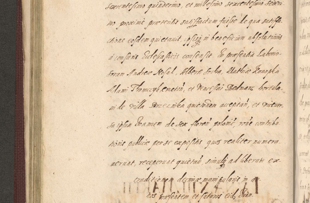 Zdjęcie nr 194 dla obiektu archiwalnego: Acta actorum causarum obligationum institutionum, decretorum, constitutionum, quietonum, resignonum, cessionum, accaeterarum, obseruonum tam iudicialium quam extraiudicialium coram Admondo Reverendo Domino Joanne Zerzynski Canonico, Vicario in Spiritualibus et Officiali generali Cracoviensis Iudice deputati per Illustrissimum ac Reverendissimum Dominum Martinum Szyszkowski Dei et Apostolice Sedis gratia Episcopum Cracoviensis ad Annum Domini Millesimum Sexcentesimum Decimum Septimum Indicatione quindecima Pontificus SS. D. N. D. Pauli Divina providentia Papae V. foeliciter moderni anno ipsus duodecimo continuantur