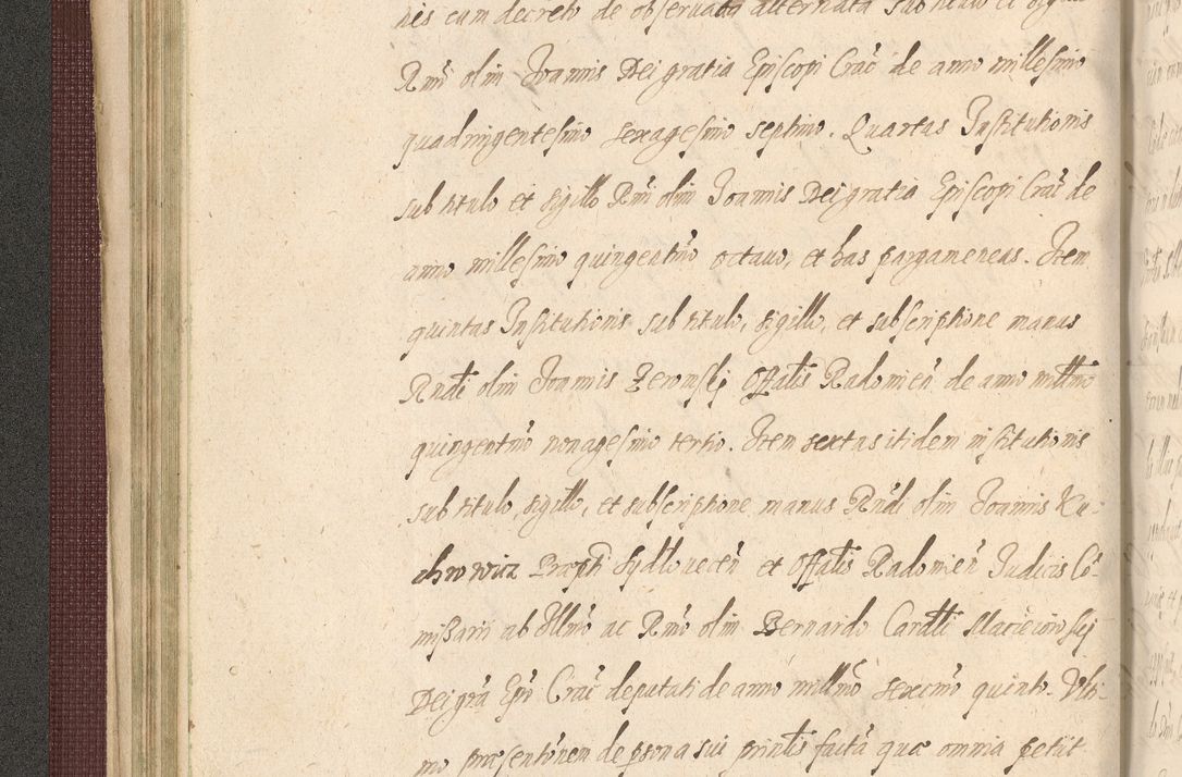 Zdjęcie nr 122 dla obiektu archiwalnego: Acta actorum causarum obligationum institutionum, decretorum, constitutionum, quietonum, resignonum, cessionum, accaeterarum, obseruonum tam iudicialium quam extraiudicialium coram Admondo Reverendo Domino Joanne Zerzynski Canonico, Vicario in Spiritualibus et Officiali generali Cracoviensis Iudice deputati per Illustrissimum ac Reverendissimum Dominum Martinum Szyszkowski Dei et Apostolice Sedis gratia Episcopum Cracoviensis ad Annum Domini Millesimum Sexcentesimum Decimum Septimum Indicatione quindecima Pontificus SS. D. N. D. Pauli Divina providentia Papae V. foeliciter moderni anno ipsus duodecimo continuantur