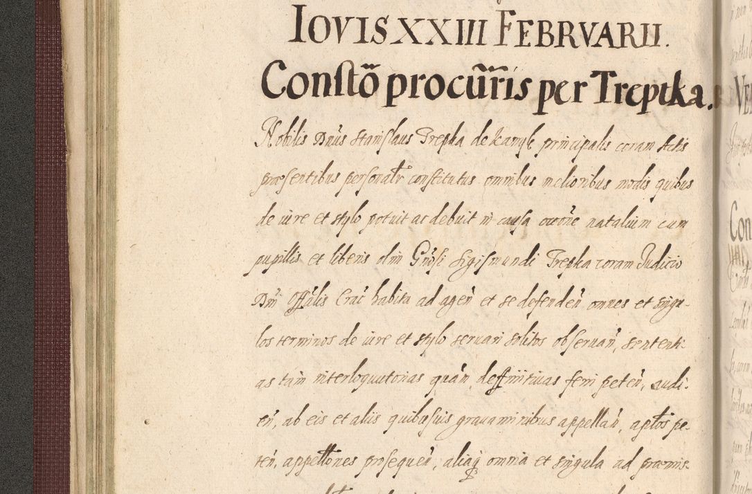 Zdjęcie nr 114 dla obiektu archiwalnego: Acta actorum causarum obligationum institutionum, decretorum, constitutionum, quietonum, resignonum, cessionum, accaeterarum, obseruonum tam iudicialium quam extraiudicialium coram Admondo Reverendo Domino Joanne Zerzynski Canonico, Vicario in Spiritualibus et Officiali generali Cracoviensis Iudice deputati per Illustrissimum ac Reverendissimum Dominum Martinum Szyszkowski Dei et Apostolice Sedis gratia Episcopum Cracoviensis ad Annum Domini Millesimum Sexcentesimum Decimum Septimum Indicatione quindecima Pontificus SS. D. N. D. Pauli Divina providentia Papae V. foeliciter moderni anno ipsus duodecimo continuantur