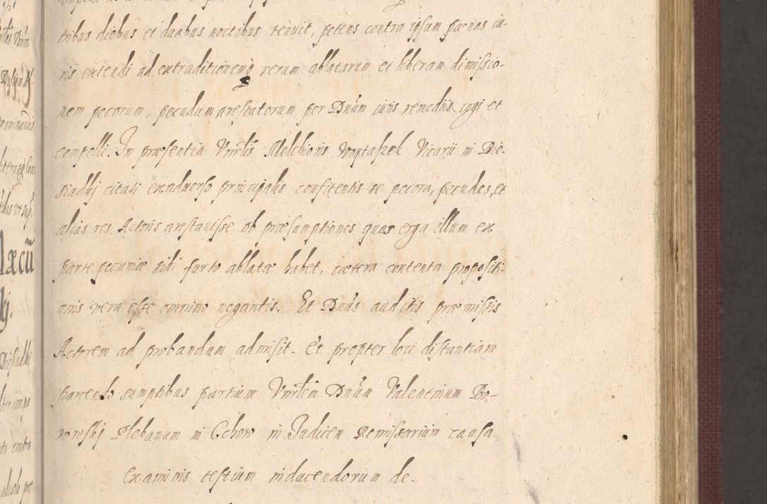 Zdjęcie nr 99 dla obiektu archiwalnego: Acta actorum causarum obligationum institutionum, decretorum, constitutionum, quietonum, resignonum, cessionum, accaeterarum, obseruonum tam iudicialium quam extraiudicialium coram Admondo Reverendo Domino Joanne Zerzynski Canonico, Vicario in Spiritualibus et Officiali generali Cracoviensis Iudice deputati per Illustrissimum ac Reverendissimum Dominum Martinum Szyszkowski Dei et Apostolice Sedis gratia Episcopum Cracoviensis ad Annum Domini Millesimum Sexcentesimum Decimum Septimum Indicatione quindecima Pontificus SS. D. N. D. Pauli Divina providentia Papae V. foeliciter moderni anno ipsus duodecimo continuantur