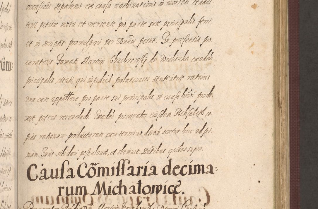 Zdjęcie nr 93 dla obiektu archiwalnego: Acta actorum causarum obligationum institutionum, decretorum, constitutionum, quietonum, resignonum, cessionum, accaeterarum, obseruonum tam iudicialium quam extraiudicialium coram Admondo Reverendo Domino Joanne Zerzynski Canonico, Vicario in Spiritualibus et Officiali generali Cracoviensis Iudice deputati per Illustrissimum ac Reverendissimum Dominum Martinum Szyszkowski Dei et Apostolice Sedis gratia Episcopum Cracoviensis ad Annum Domini Millesimum Sexcentesimum Decimum Septimum Indicatione quindecima Pontificus SS. D. N. D. Pauli Divina providentia Papae V. foeliciter moderni anno ipsus duodecimo continuantur