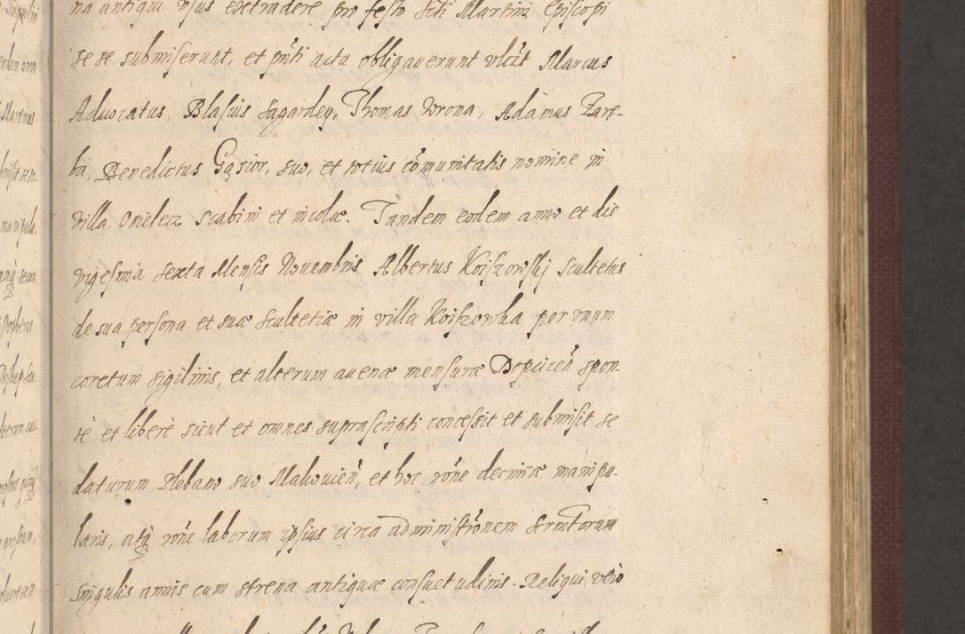 Zdjęcie nr 85 dla obiektu archiwalnego: Acta actorum causarum obligationum institutionum, decretorum, constitutionum, quietonum, resignonum, cessionum, accaeterarum, obseruonum tam iudicialium quam extraiudicialium coram Admondo Reverendo Domino Joanne Zerzynski Canonico, Vicario in Spiritualibus et Officiali generali Cracoviensis Iudice deputati per Illustrissimum ac Reverendissimum Dominum Martinum Szyszkowski Dei et Apostolice Sedis gratia Episcopum Cracoviensis ad Annum Domini Millesimum Sexcentesimum Decimum Septimum Indicatione quindecima Pontificus SS. D. N. D. Pauli Divina providentia Papae V. foeliciter moderni anno ipsus duodecimo continuantur