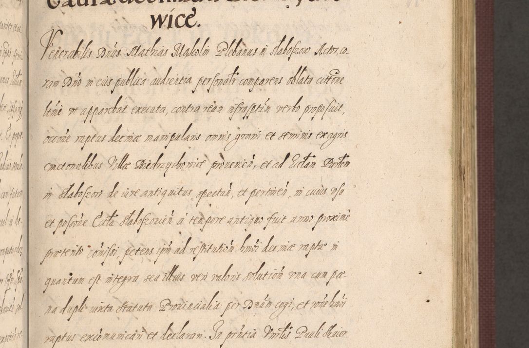 Zdjęcie nr 77 dla obiektu archiwalnego: Acta actorum causarum obligationum institutionum, decretorum, constitutionum, quietonum, resignonum, cessionum, accaeterarum, obseruonum tam iudicialium quam extraiudicialium coram Admondo Reverendo Domino Joanne Zerzynski Canonico, Vicario in Spiritualibus et Officiali generali Cracoviensis Iudice deputati per Illustrissimum ac Reverendissimum Dominum Martinum Szyszkowski Dei et Apostolice Sedis gratia Episcopum Cracoviensis ad Annum Domini Millesimum Sexcentesimum Decimum Septimum Indicatione quindecima Pontificus SS. D. N. D. Pauli Divina providentia Papae V. foeliciter moderni anno ipsus duodecimo continuantur