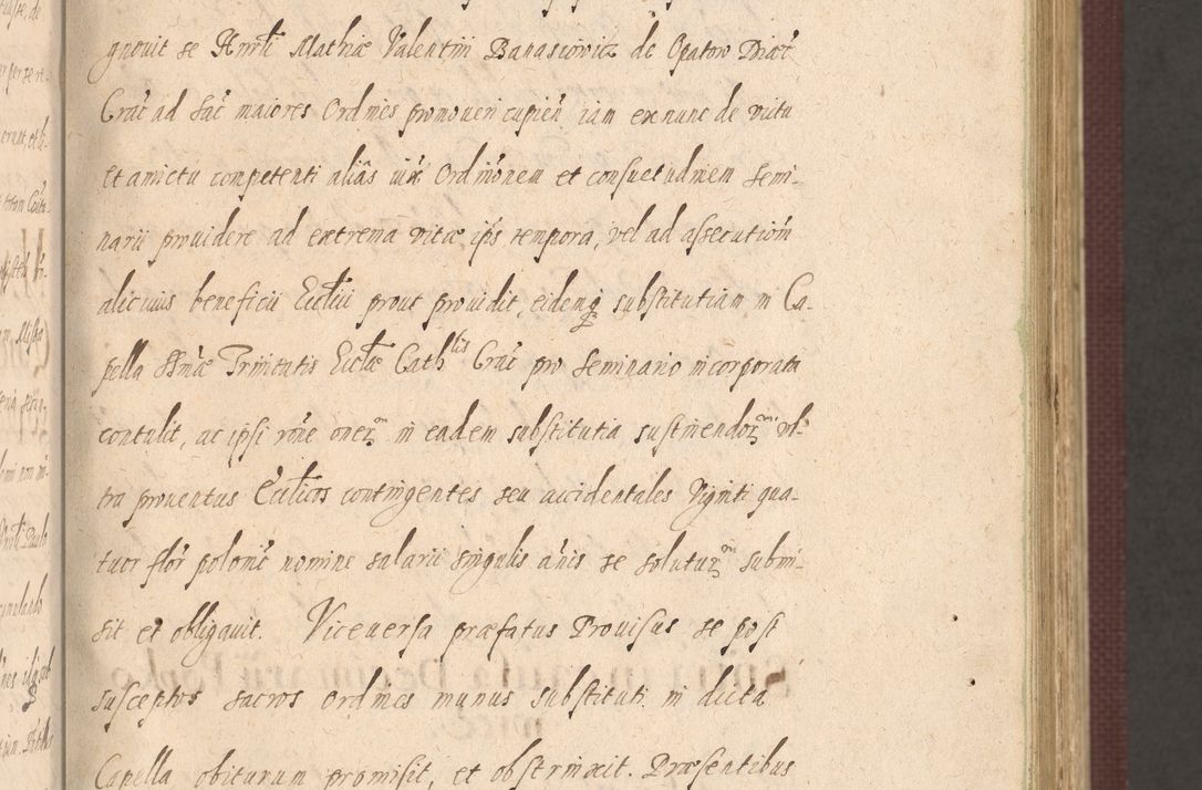 Zdjęcie nr 73 dla obiektu archiwalnego: Acta actorum causarum obligationum institutionum, decretorum, constitutionum, quietonum, resignonum, cessionum, accaeterarum, obseruonum tam iudicialium quam extraiudicialium coram Admondo Reverendo Domino Joanne Zerzynski Canonico, Vicario in Spiritualibus et Officiali generali Cracoviensis Iudice deputati per Illustrissimum ac Reverendissimum Dominum Martinum Szyszkowski Dei et Apostolice Sedis gratia Episcopum Cracoviensis ad Annum Domini Millesimum Sexcentesimum Decimum Septimum Indicatione quindecima Pontificus SS. D. N. D. Pauli Divina providentia Papae V. foeliciter moderni anno ipsus duodecimo continuantur
