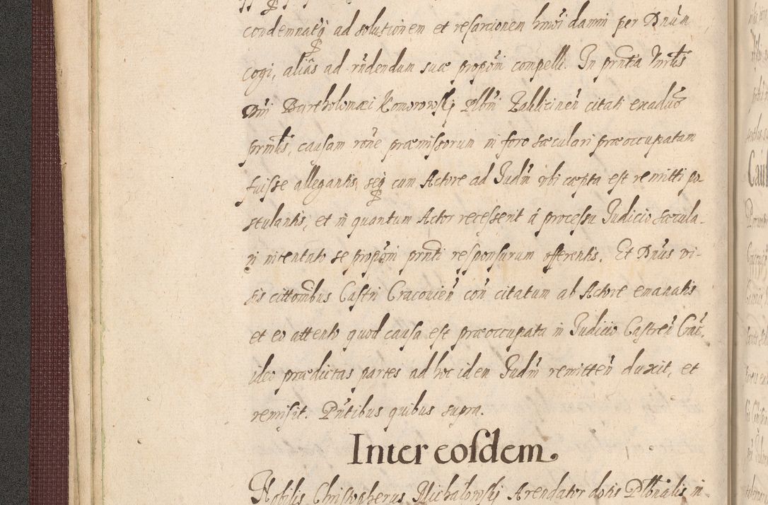 Zdjęcie nr 50 dla obiektu archiwalnego: Acta actorum causarum obligationum institutionum, decretorum, constitutionum, quietonum, resignonum, cessionum, accaeterarum, obseruonum tam iudicialium quam extraiudicialium coram Admondo Reverendo Domino Joanne Zerzynski Canonico, Vicario in Spiritualibus et Officiali generali Cracoviensis Iudice deputati per Illustrissimum ac Reverendissimum Dominum Martinum Szyszkowski Dei et Apostolice Sedis gratia Episcopum Cracoviensis ad Annum Domini Millesimum Sexcentesimum Decimum Septimum Indicatione quindecima Pontificus SS. D. N. D. Pauli Divina providentia Papae V. foeliciter moderni anno ipsus duodecimo continuantur
