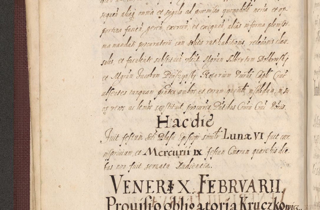 Zdjęcie nr 46 dla obiektu archiwalnego: Acta actorum causarum obligationum institutionum, decretorum, constitutionum, quietonum, resignonum, cessionum, accaeterarum, obseruonum tam iudicialium quam extraiudicialium coram Admondo Reverendo Domino Joanne Zerzynski Canonico, Vicario in Spiritualibus et Officiali generali Cracoviensis Iudice deputati per Illustrissimum ac Reverendissimum Dominum Martinum Szyszkowski Dei et Apostolice Sedis gratia Episcopum Cracoviensis ad Annum Domini Millesimum Sexcentesimum Decimum Septimum Indicatione quindecima Pontificus SS. D. N. D. Pauli Divina providentia Papae V. foeliciter moderni anno ipsus duodecimo continuantur