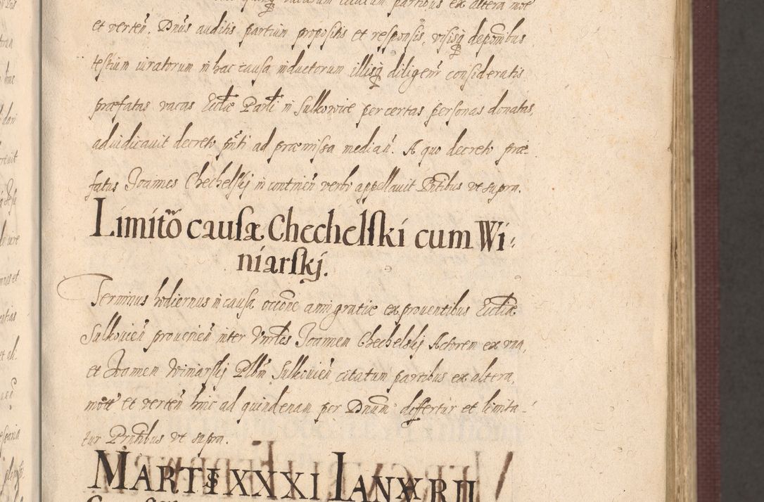 Zdjęcie nr 41 dla obiektu archiwalnego: Acta actorum causarum obligationum institutionum, decretorum, constitutionum, quietonum, resignonum, cessionum, accaeterarum, obseruonum tam iudicialium quam extraiudicialium coram Admondo Reverendo Domino Joanne Zerzynski Canonico, Vicario in Spiritualibus et Officiali generali Cracoviensis Iudice deputati per Illustrissimum ac Reverendissimum Dominum Martinum Szyszkowski Dei et Apostolice Sedis gratia Episcopum Cracoviensis ad Annum Domini Millesimum Sexcentesimum Decimum Septimum Indicatione quindecima Pontificus SS. D. N. D. Pauli Divina providentia Papae V. foeliciter moderni anno ipsus duodecimo continuantur